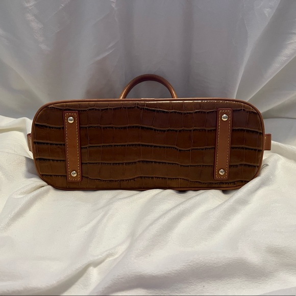 Dooney & Bourke Croc Embossed Leather Satchel Shoulder Bag Honey Tan - Picture 5 of 8